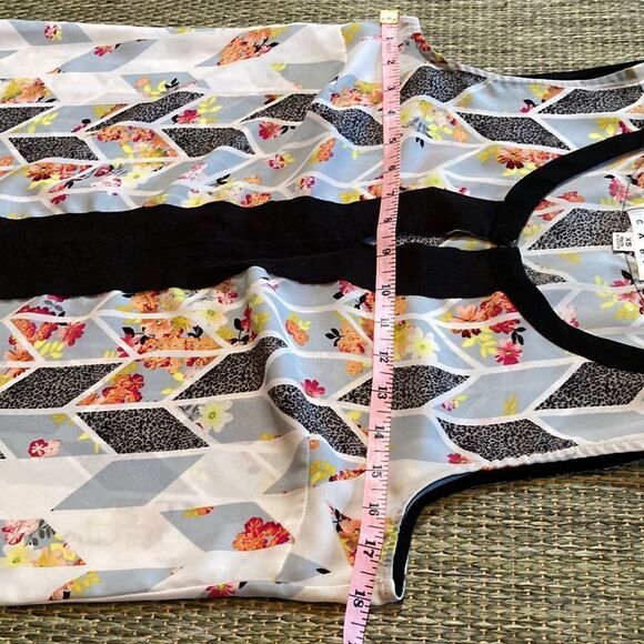CAbi Sleeveless Floral Top With Black Trim - Picture 6 of 9